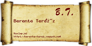 Berente Teréz névjegykártya